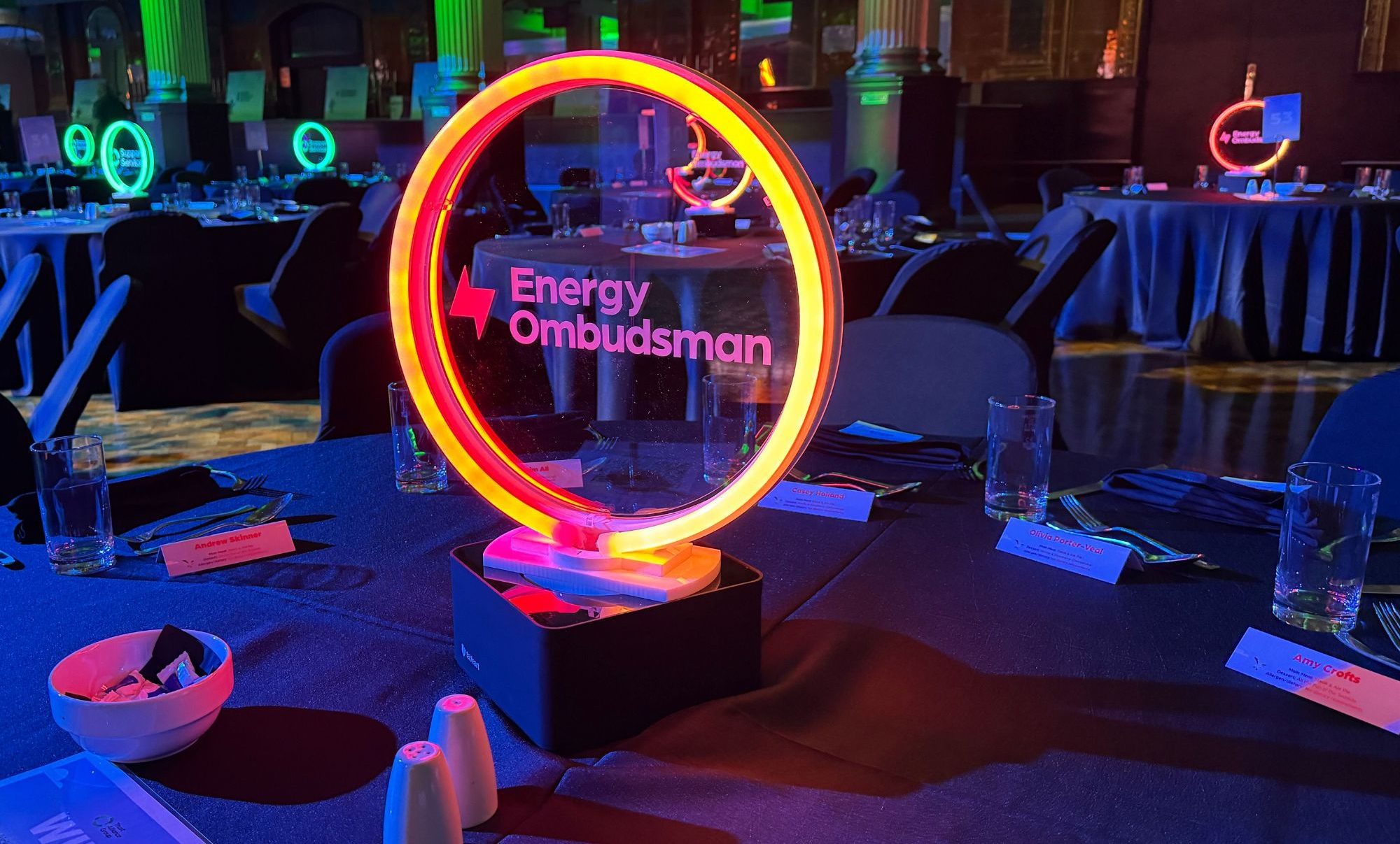 Branded Neon Ring Centrepieces for Events